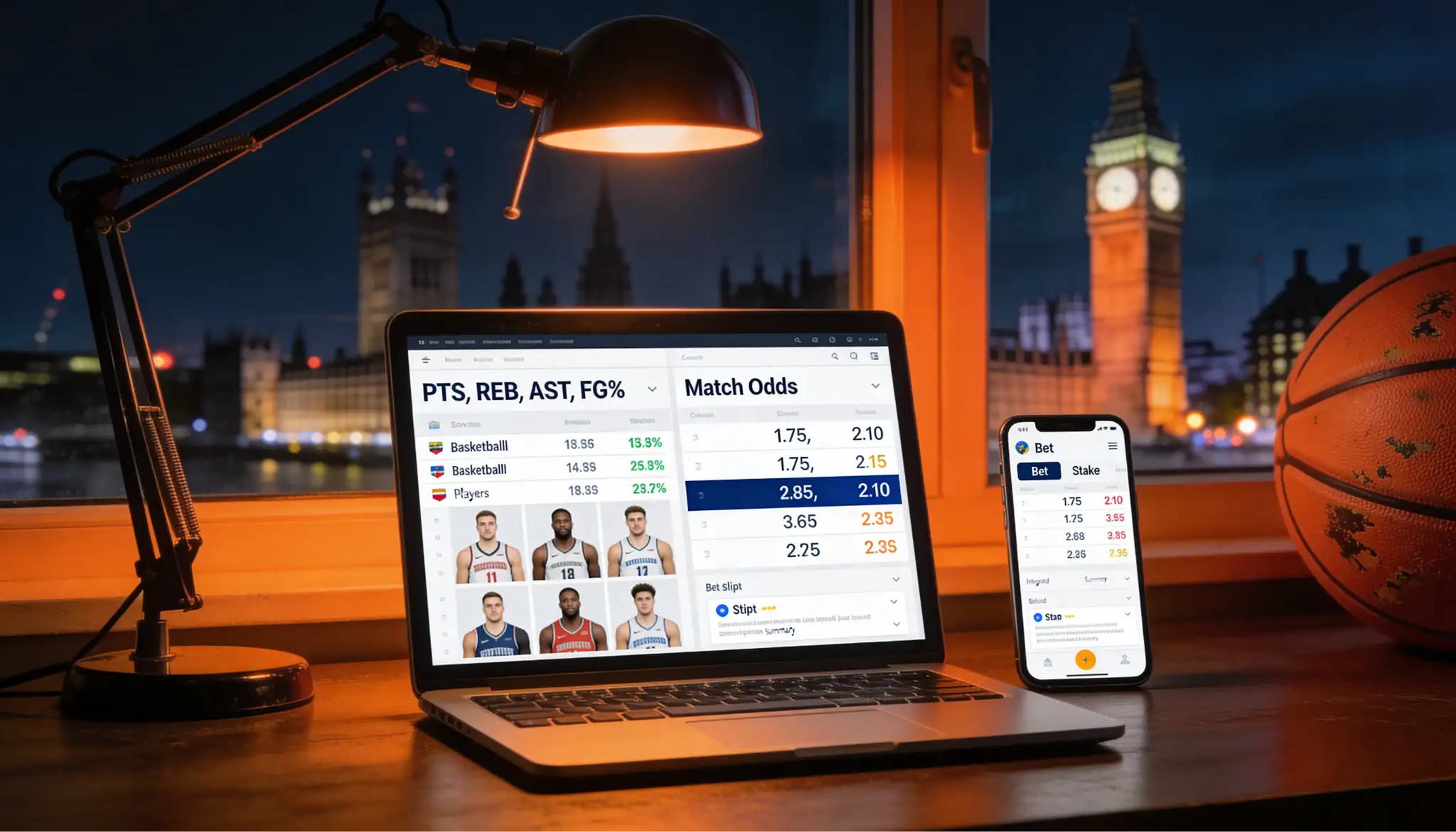 NBA betting analysis dashboard showing odds and statistics for UK punters